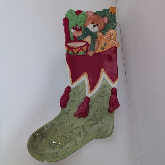 Fitz and Floyd Other - Vintage Fitz & Floyd Snack Therapy Christmas Stocking Platter Plate 13 Inches